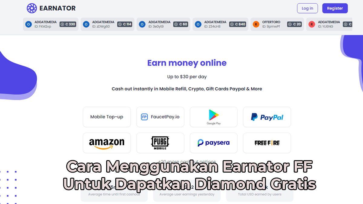 Cara Menggunakan Earnator FF Untuk Dapatkan Diamond Gratis