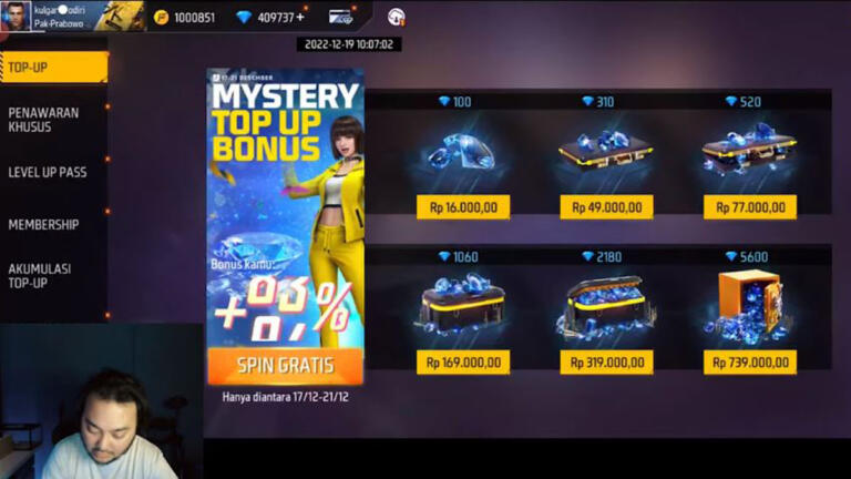 Event Mystery Top Up Bonus FF Desember 2022 Kembali, Dapatkan Diamond Gratis!