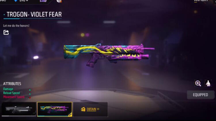 gun skin trogon violet fear ff 1