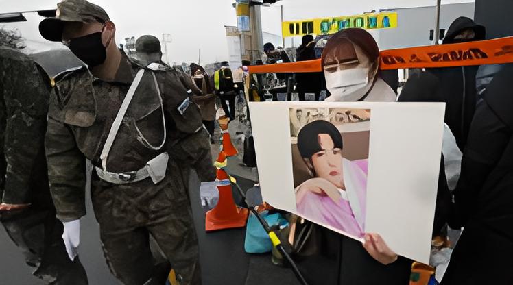Salah satu ARMY, sebutan penggemar BTS yang datang membawa poster bergambar Jin BTS | Liputan6