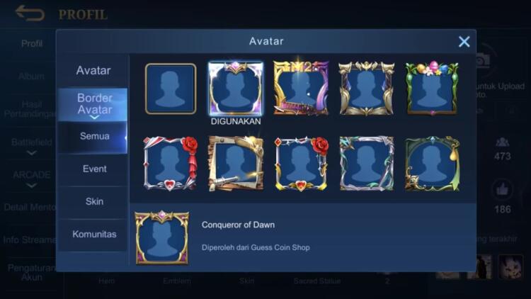 Bagaimana Cara Mendapat Border Avatar Mobile Legends?