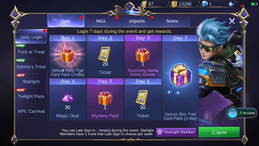 Daily Login | cara mendapatkan fragment di ML