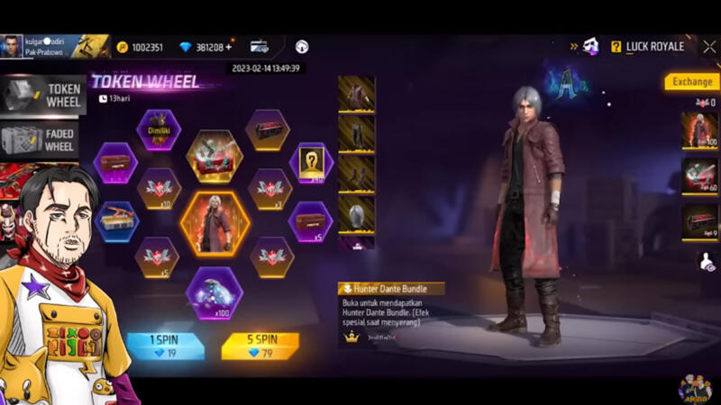 cara mendapatkan bundle hunter dante ff