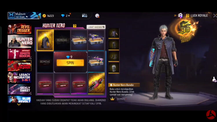 cara mendapatkan bundle hunter nero ff 1