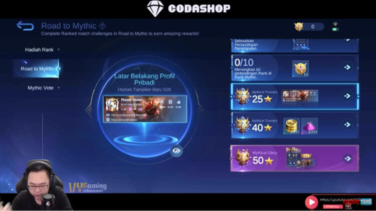 nama rank baru mobile legends di mythic 3