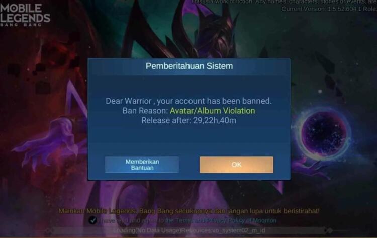 penyebab akun mobile legends terbanned 1