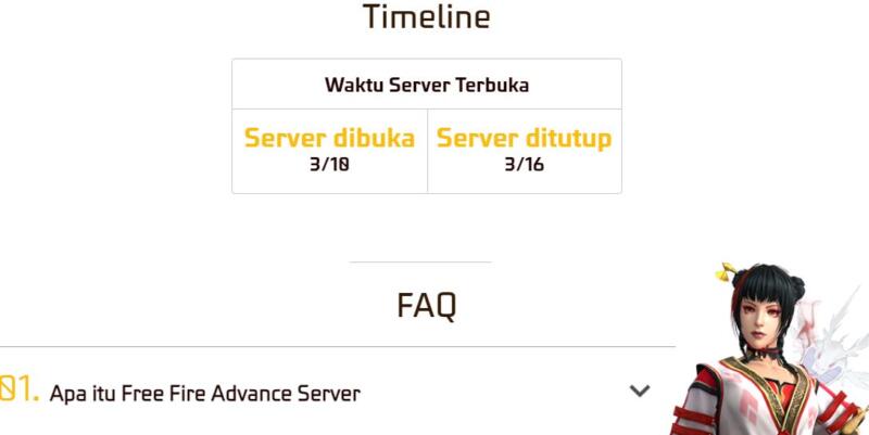 kapan ff advance server dibuka kembali maret 2023