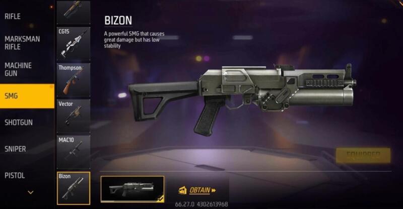 Bizon | rekomendasi senjata Santino FF