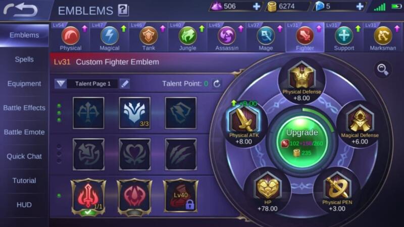 Penjelasan Emblem Fighter Di Mobile Legends!