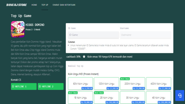 Cara Top Up Higgs Domino Di Bang Rj Store 3
