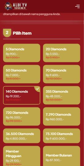 Pilih Nominal Top Up
