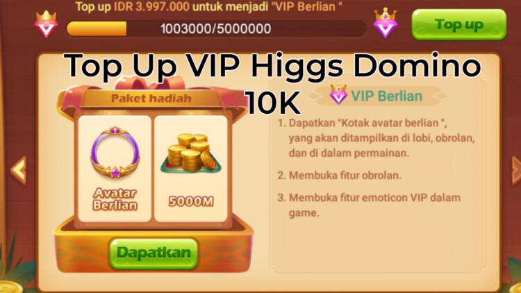 Top Up Vip Higgs Domino 10k 1