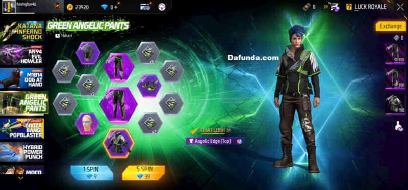 Bundle FF Angelic Edge Green | Garena