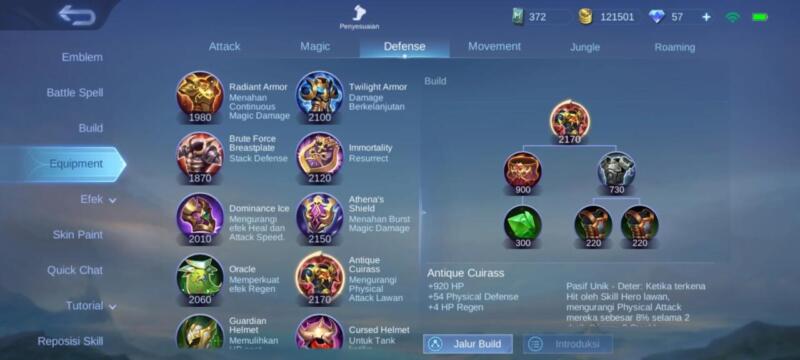 Gunakan-item-defense | tips bermain support di Mobile Legends