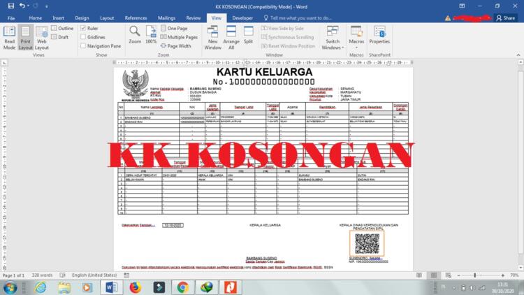 Blangko KK Kosong