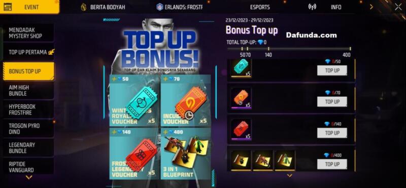 Event Ff Bonus Top Up Kembali Rilis Minggu Ini Apa Saja Daftar