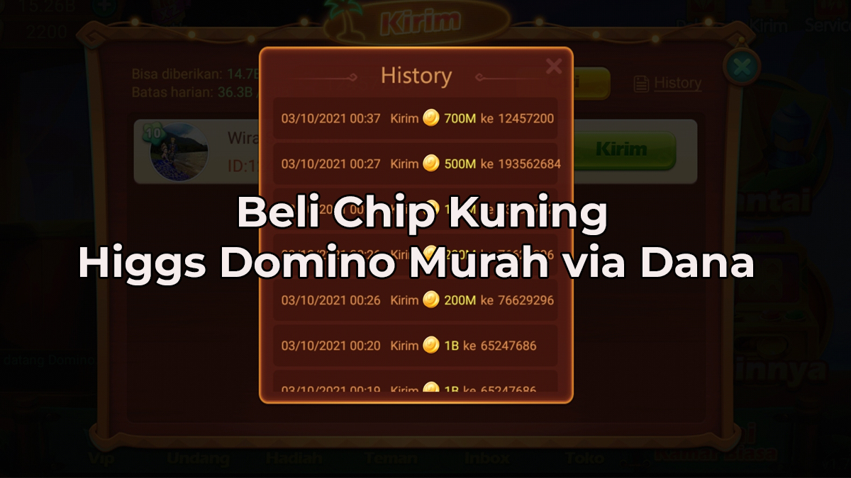 Beli Chip Kuning Higgs Domino Murah Via Dana 1