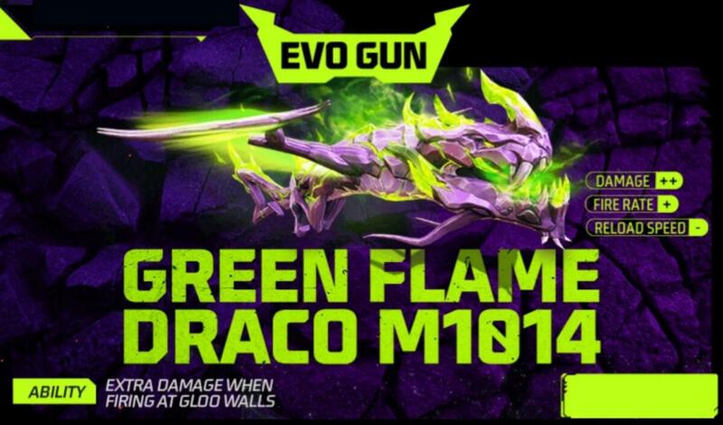 Free Fire Evo Gun M1014 Green Flame Draco | Sportskeeda