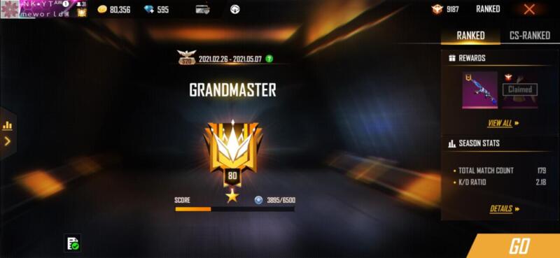 Grandmaster | urutan rank free fire