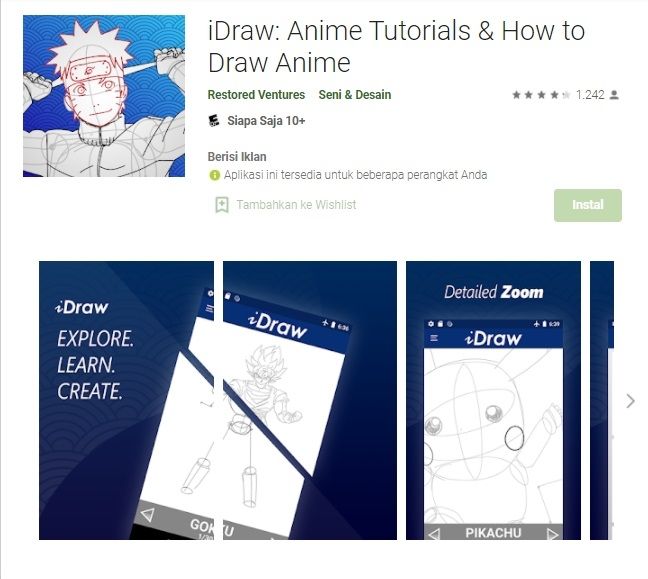 Idraw-anime-tutorial | aplikasi gambar anime