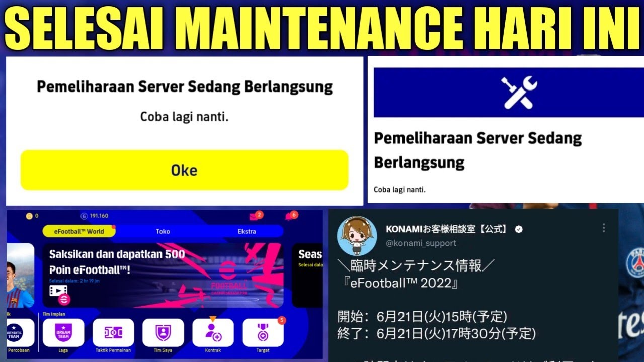 Pemeliharaan Server eFootball 2025 Hari Ini Sampai Jam Berapa Pemeliharaan Server eFootball 2025 Hari Ini Sampai Jam Berapa