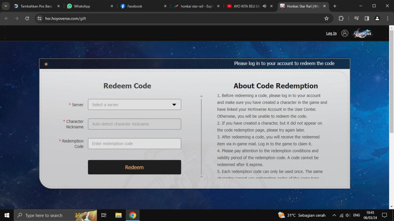Kode Redeem Honkai Star Rail Maret 2024, Baru dan Masih Aktif - Dafunda