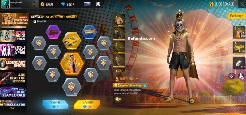 Free Fire Bundle Emperor's New Clothes | Garena