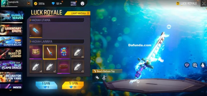 Free Fire Katana Beach Balloon Toy | Garena