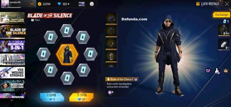 Free Fire Bundle Blade Of Silence | Garena