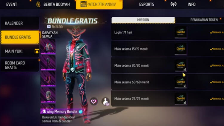 Cara Mendapatkan Bundle Glowing Memory Ff