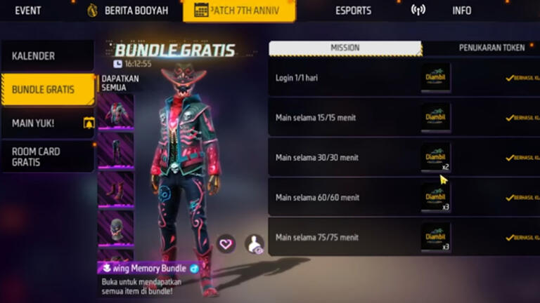 Cara Mendapatkan Bundle Glowing Memory Ff