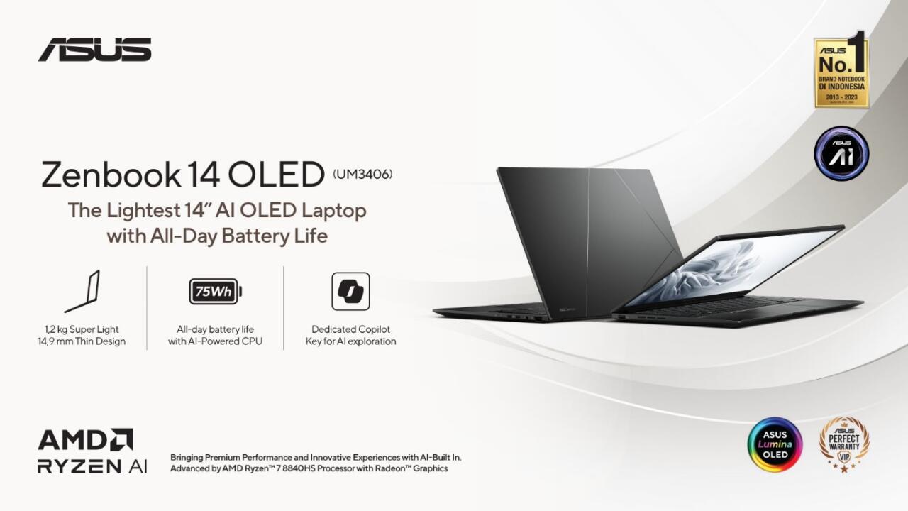 ASUS Hadirkan Zenbook 14 OLED, Laptop AI yang Tipis