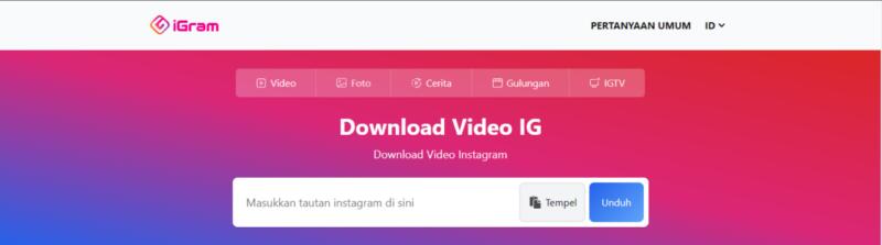 Tampilan web IGram