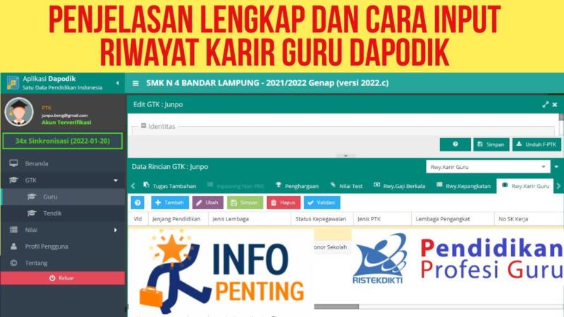 Cara Mengisi Riwayat Karir Guru Di Dapodik