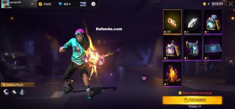 Free Fire Exchange Fist Skin Limitless Punch | Garena