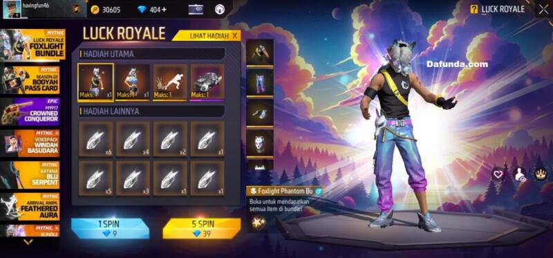 Bundle Free Fire Foxlight Phantom | Garena