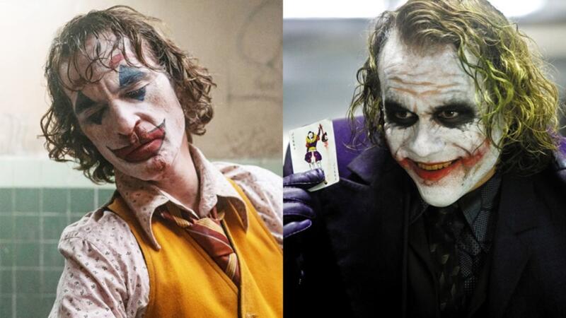 Joaquin Phoenix (kiri) dan Heath Ledger ketika Berperan Sebagai Joker (kanan) | The Hollywood Reporter