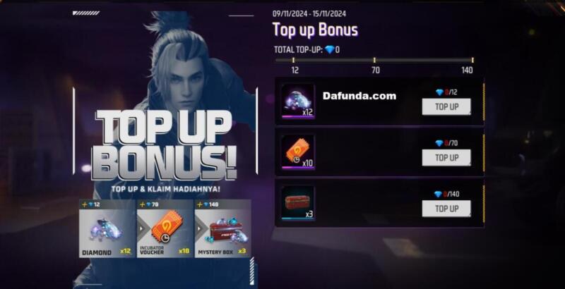 Event FF 2024 Bonus Top Up 9 15 November 2024 | Garena