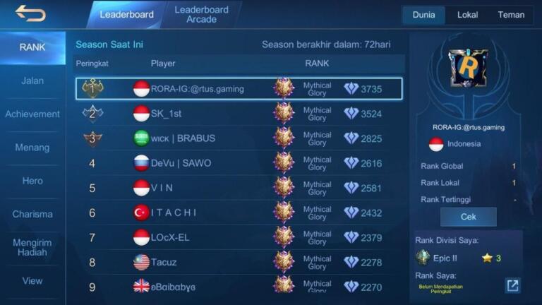 Cara Melihat Rank Hero ML di Aplikasi Terbaru Mobile Legends