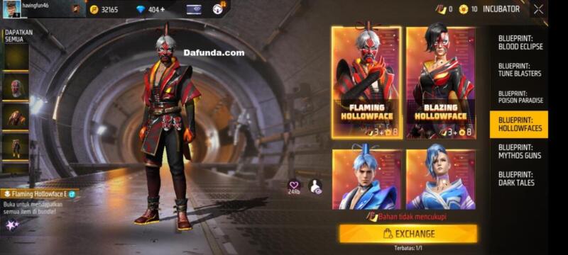 Free Fire Bundle Flamming Hollowface | Garena