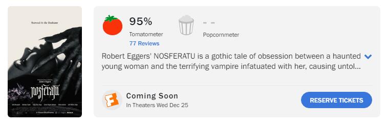 Nosferatu jadi Film Horor Terseram 2024, Skor Nyaris Sempurna