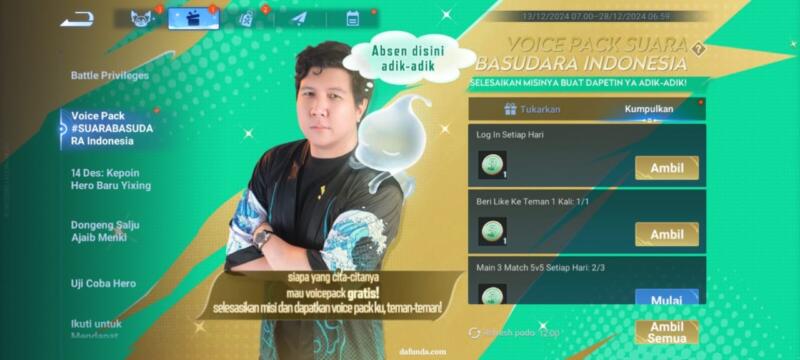 Cara Dapat Voice Pack Windah Basudara Honor of Kings