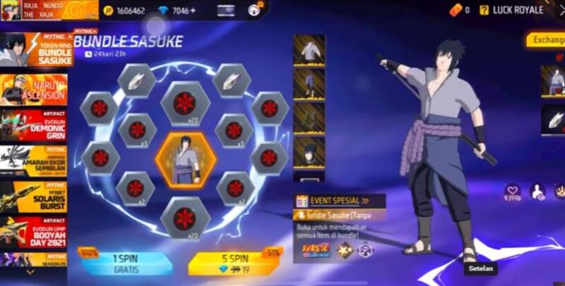 Cara Mendapatkan Bundle Sasuke Eksklusif Ff