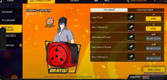 Cara Mendapatkan Gloo Wall Sharingan Ff 1