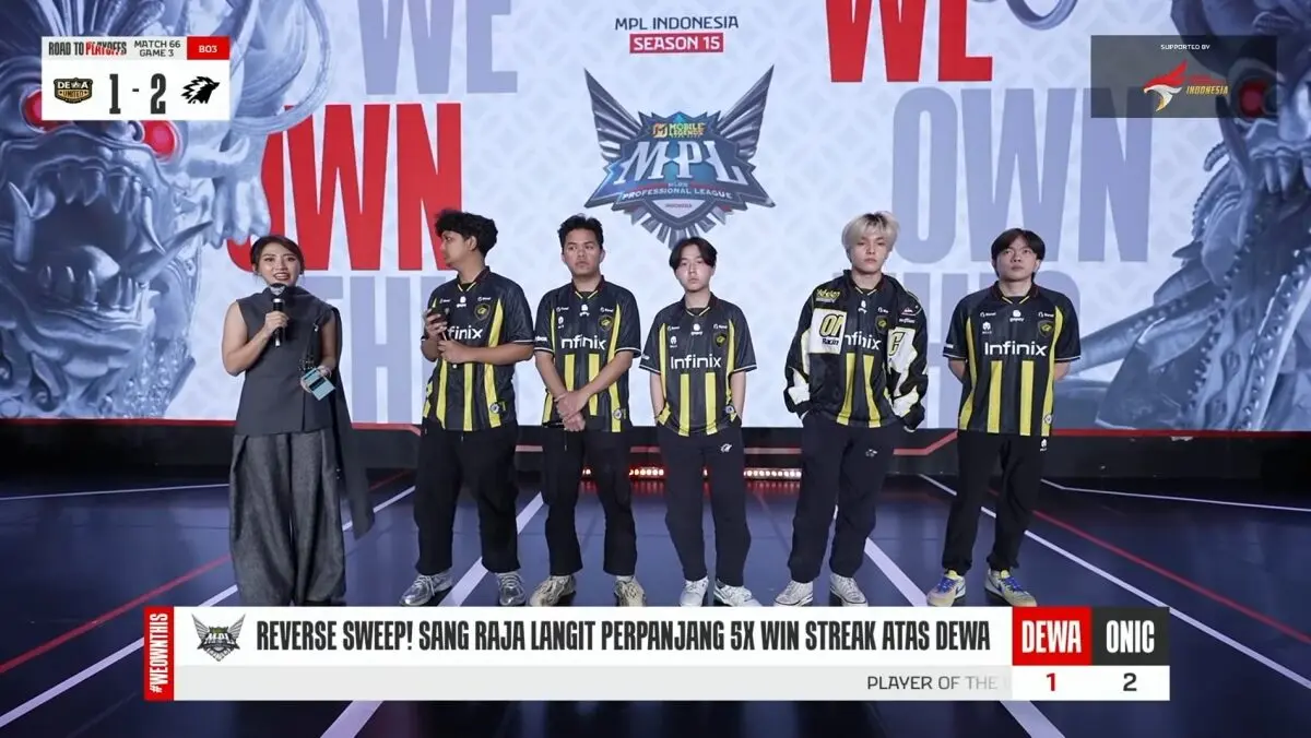 Hasil MPL ID Season 15 DEWA United Esports vs ONIC