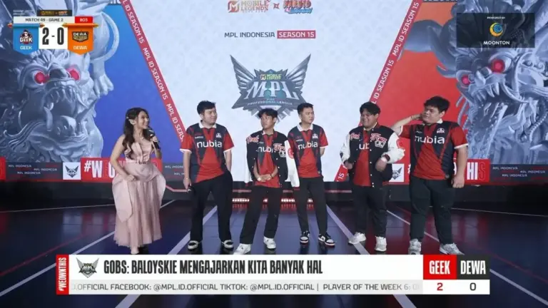 Hasil MPL ID Season 15 Geek Fam vs DEWA United