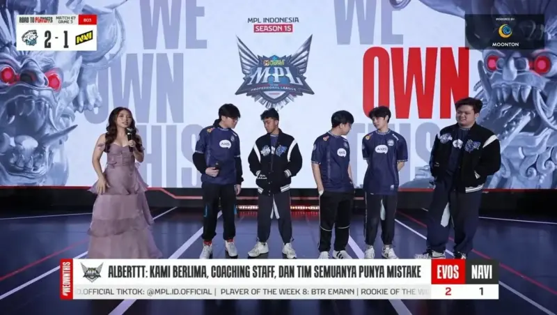 Hasil MPL ID Season 15 EVOS Esports vs NAVI