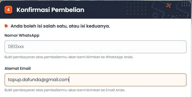 Konfirmasi Pembelian ( Dafunda Topup )