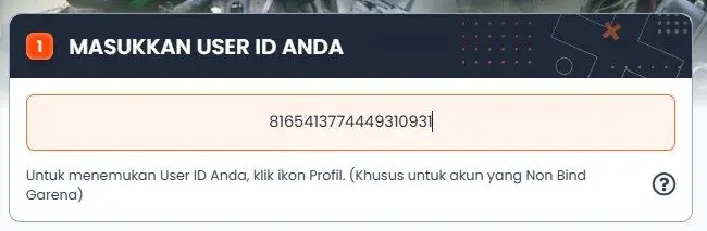 Masukkan Id Player