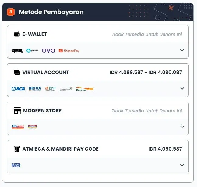 Pilih Metode Pembayaran